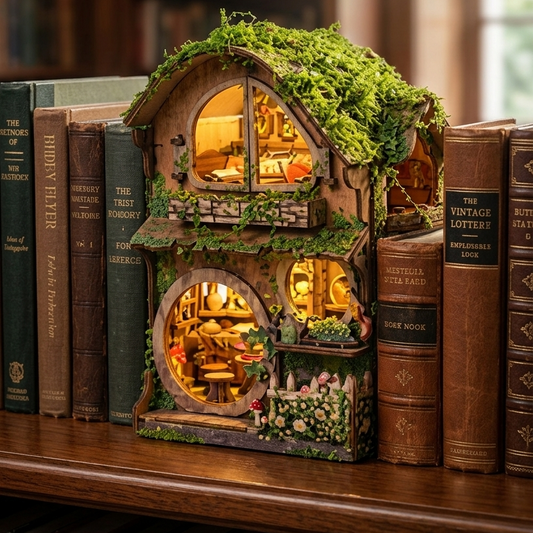 Green Vine Cottage Wooden Toys | DIY 3D Wooden Puzzle | Book Nook kit